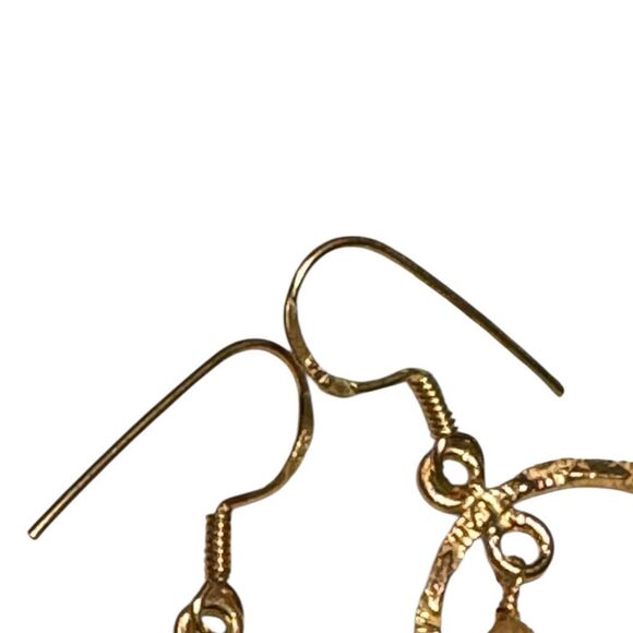 Élégant Sterling Silver Gold plated and Purple Drop Earrings - Picture 3 of 3